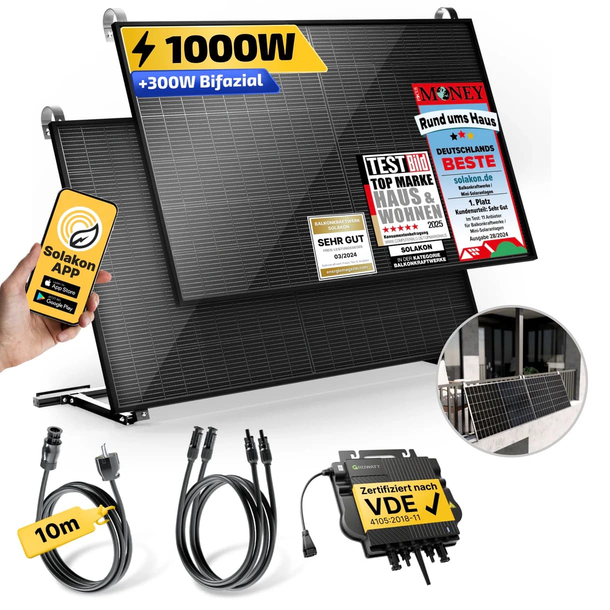SOLAKON onBasic 1000W Balkonkraftwerk Komplett-Set